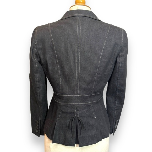 LOFT Black Denim Blazer Suit Jacket with Corset Style Back, Small 6, Office Chic - Picture 2 of 6